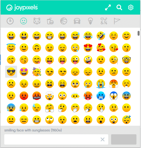 Capture d'écran de l'extension emoji keyboard by joypixels