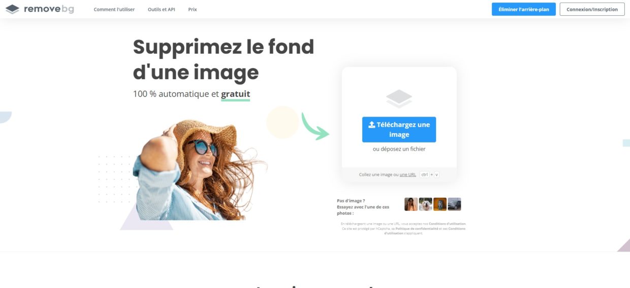 Capture d'écran du site internet remove.bg